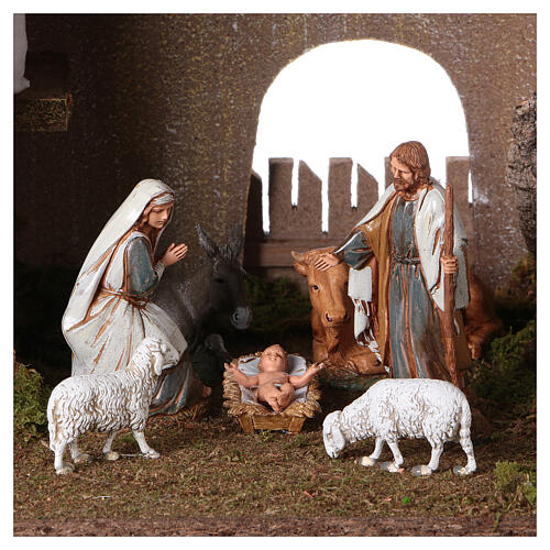 Nativity setting, stable with water mill 28x38x28cm 2