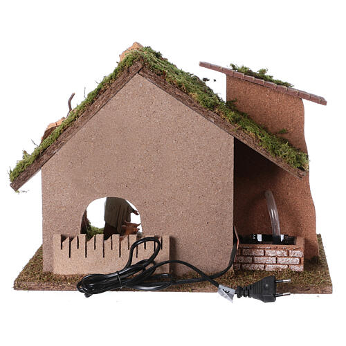 Nativity setting, stable with water mill 28x38x28cm 5