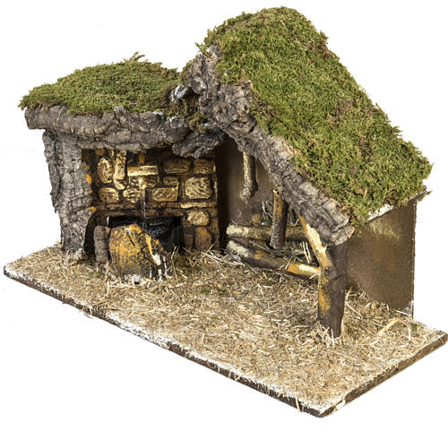Nativity setting, stable with wooden base 30x42x18cm 2