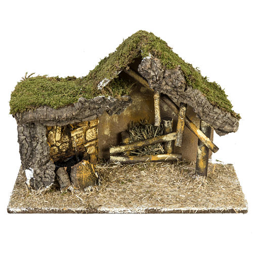 Nativity setting, stable with wooden base 30x42x18cm 1