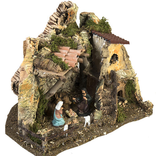 Nativity setting, stable with fire pit 28x38x28cm 5