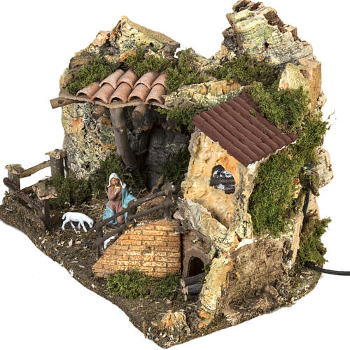 Étable crèche Noel avec foyer 28x38x28 cm vente en ligne sur HOLYART