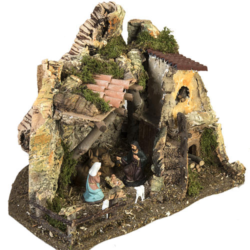 Capanna presepe con focolare 28x38x28 cm 5