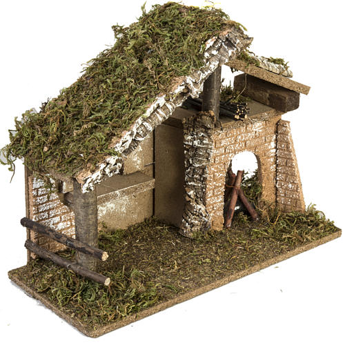 Nativity setting, stable with electric fire 26x36x16cm 5