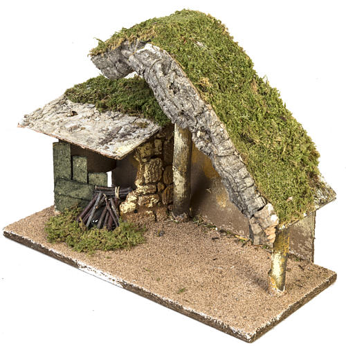 Hütte für Krippe Überdachung und Feuer 26x36x16 cm 2