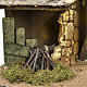 Nativity setting, stable with roof and fire 26x36x16cm s4