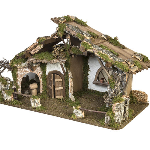 Etable crèche Noel style chalet 50x78x38 cm 6