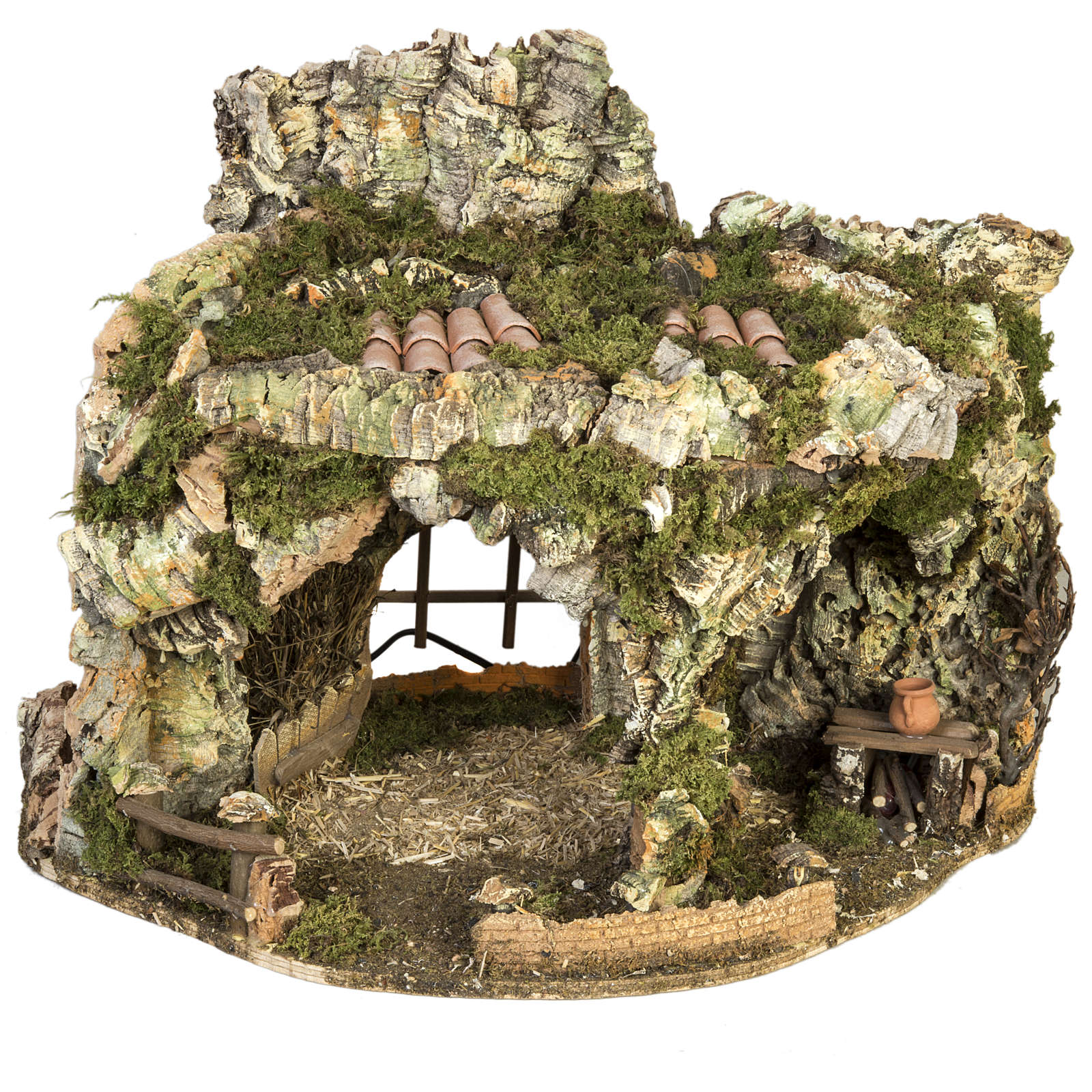 Grotte crèche Noel feu et amphore 40x58x38 cm vente en ligne sur HOLYART