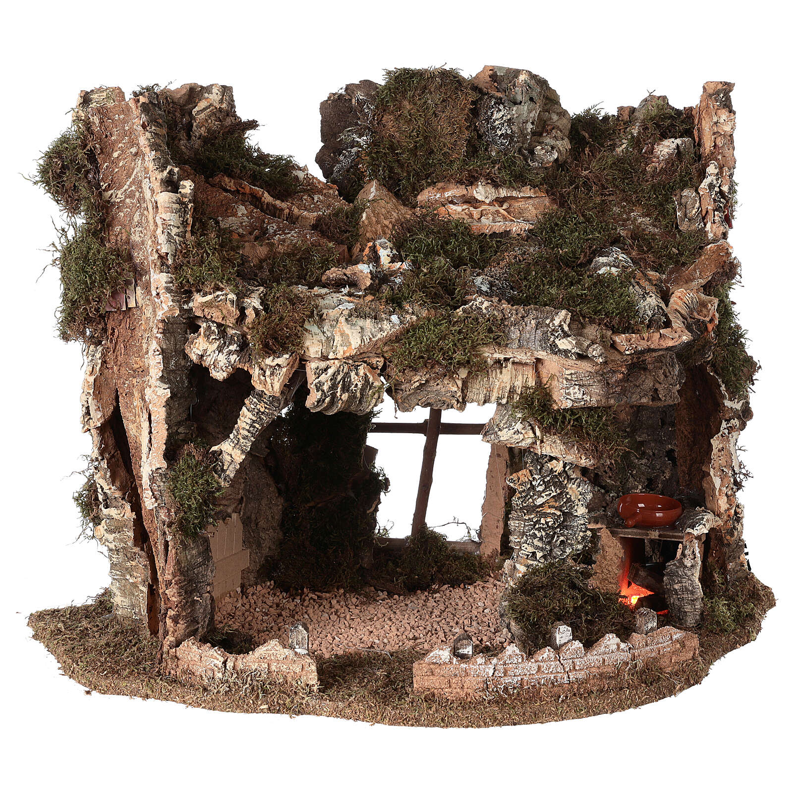 Grotte crèche Noel feu et amphore 40x58x38 cm vente en ligne sur HOLYART