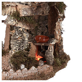 Nativity setting, grotto with fire and amphora 40x58x38cm