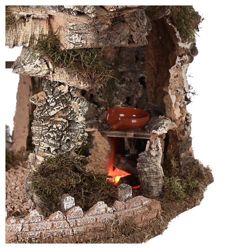 Nativity setting, grotto with fire and amphora 40x58x38cm 2
