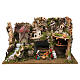 Nativity setting, village with stable and wind mill 38x56x30cm s1