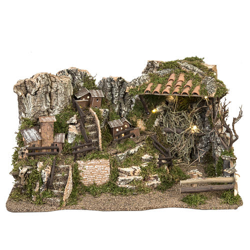 Borgo illuminato presepe 28x57x27 cm 1