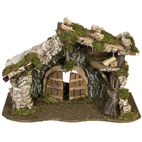 Nativity Scene stable with roof and door 32x50x24 cm 1