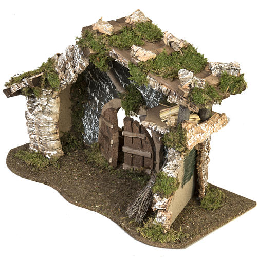 Nativity Scene stable with roof and door 32x50x24 cm 2