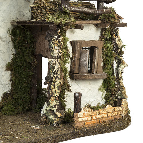 Hütte für Krippe mit Tür und Fenstern 30x42x18 cm 4