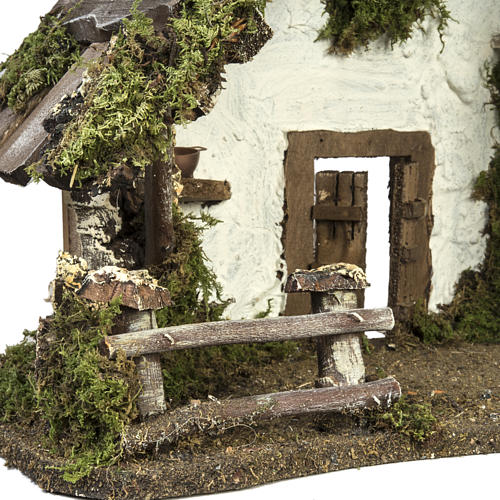 Hütte für Krippe mit Tür und Fenstern 30x42x18 cm 5