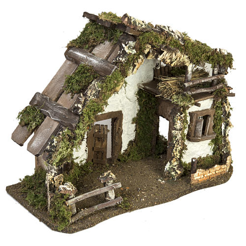 Capanna presepe con porta e finestre 30x42x18 cm 2