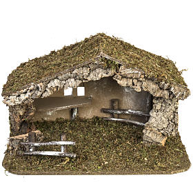 Nativity setting, simple stable in cork and moss 38x58x34cm