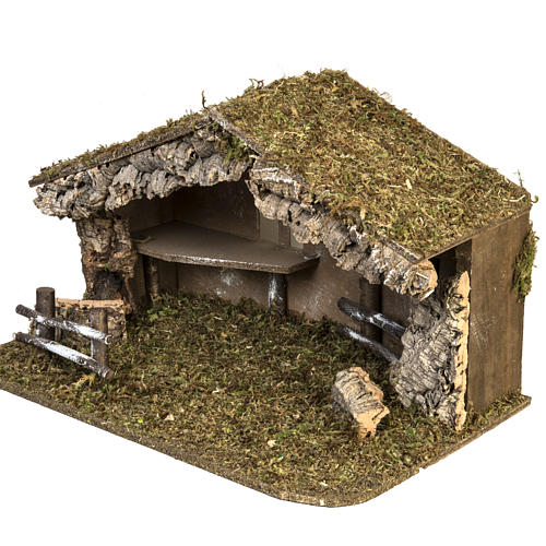 Nativity setting, simple stable in cork and moss 38x58x34cm 4