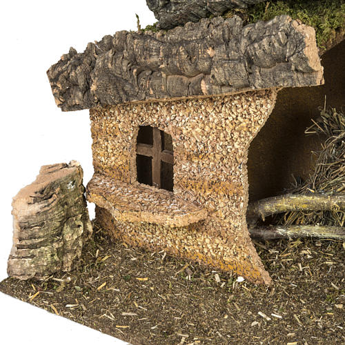 Hütte für Krippe mit Treppe und Heuschober 30x50x24 cm 5