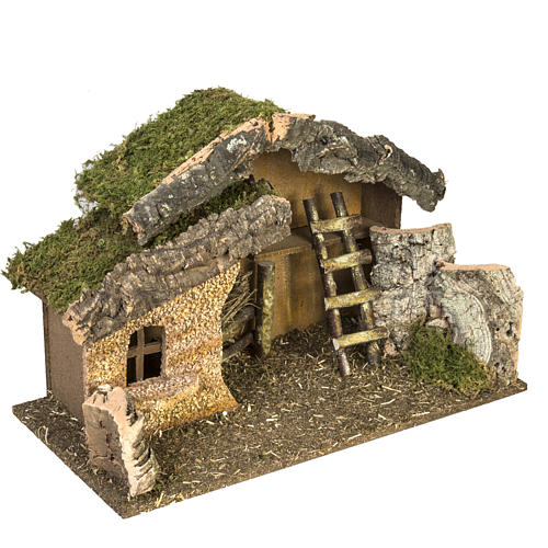 Nativity setting, stable with ladder and barn 30x50x24cm 3