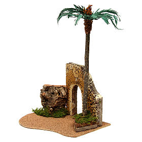 Milieu palmier crèche Noel Fontanini: village 12cm
