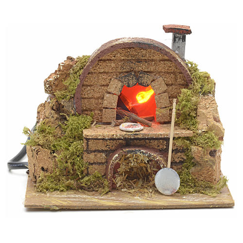 Nativity setting, oven featuring flame effect bulb 15x10cm 4