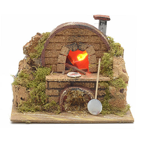 Nativity setting, oven featuring flame effect bulb 15x10cm 1