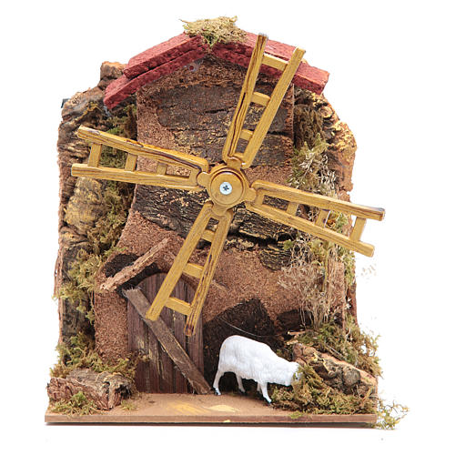 Wind mill for nativities with gear motor 15x10cm 1