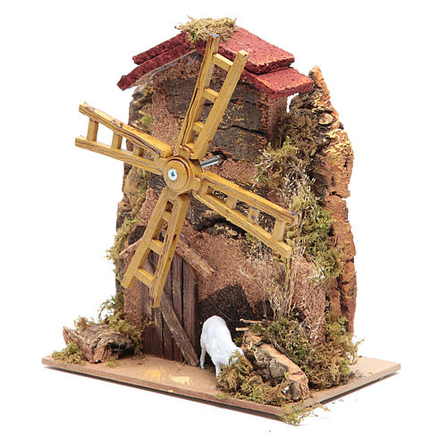 Wind mill for nativities with gear motor 15x10cm 2