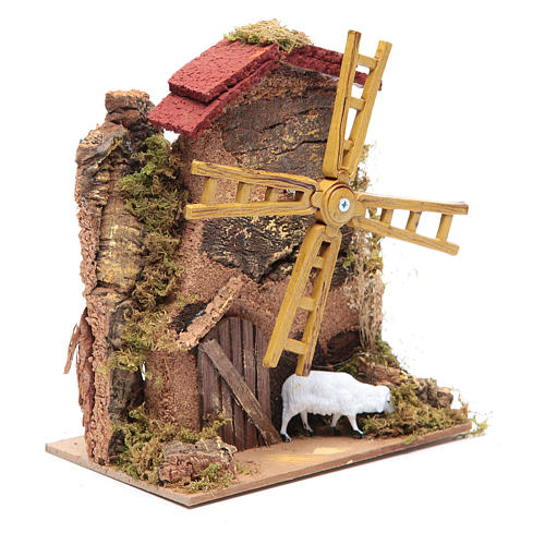 Wind mill for nativities with gear motor 15x10cm 3