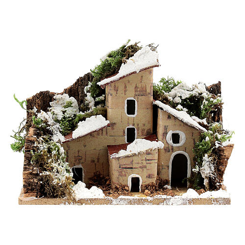 Casa pesebre con nieve 10x6 cm. 12 piezas. 5