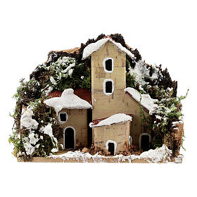 Nativity setting, snow-covered houses 10x6cm. 12 pieces.