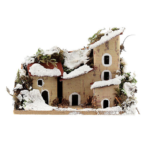 Nativity setting, snow-covered houses 10x6cm. 12 pieces. 3