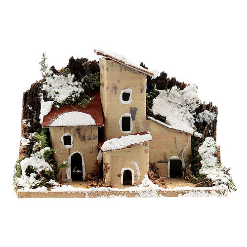 Nativity setting, snow-covered houses 10x6cm. 12 pieces. 4