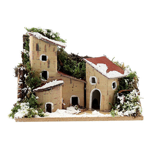 Nativity setting, snow-covered houses 10x6cm. 12 pieces. 7