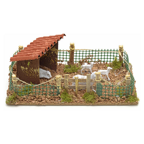 Recinto con pecore 20x12 cm 1