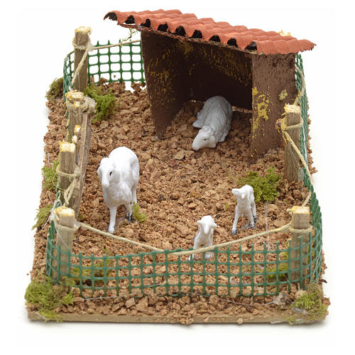 Recinto con pecore 20x12 cm 3