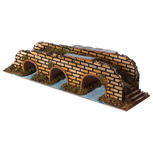 Pont à arches en miniature pour crèche 35x10x8,5 2