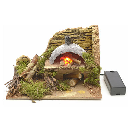 Nativity accessory, oven with 2 LED lights 15x10cm 1
