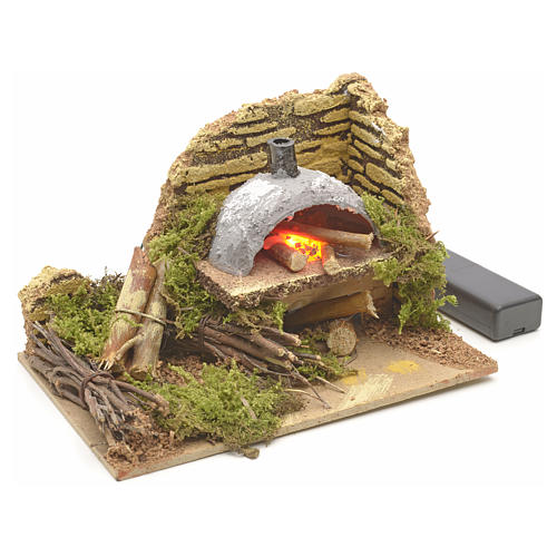 Nativity accessory, oven with 2 LED lights 15x10cm 2