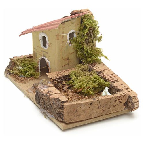 Nativity setting, house with fence  10x6cm 2