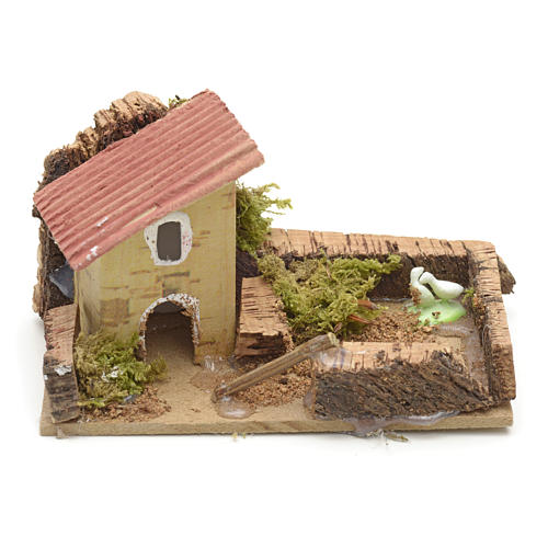 Nativity setting, house with fence  10x6cm 1