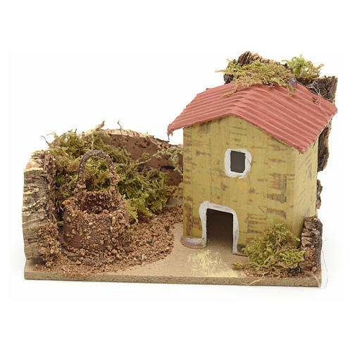 Nativity setting, house with well 10x6cm 1