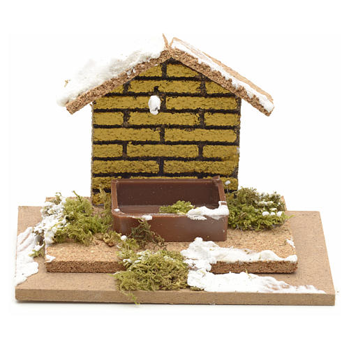 Nativity setting, manger covered with snow 10x6cm 1