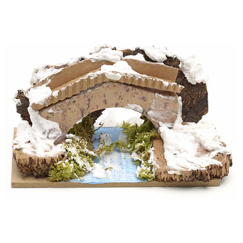 Nativity setting, bridge covered with snow 10x6cm 1