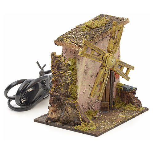 Casolare con mulino a vento presepe 13x12x11 cm 2