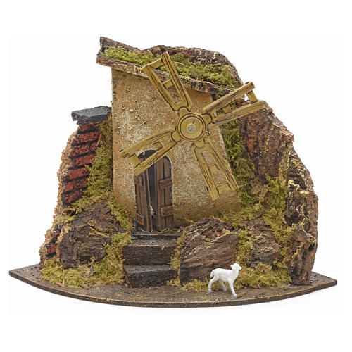 Nativity setting, wind mill with goat 17x22x17cm 1