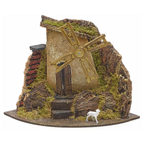 Mulino a vento ambientato con capretta 17x22x17 1